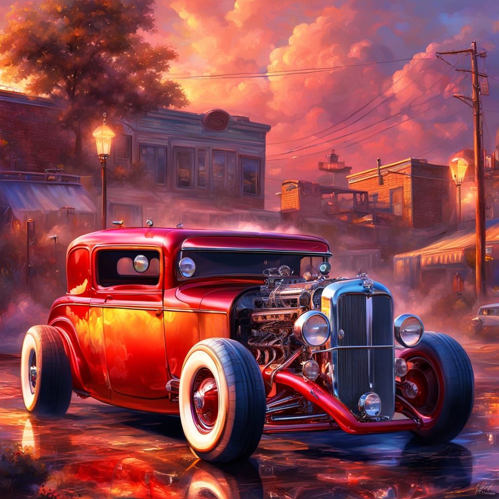 Dreamy Rod with Chrome Wheels and Glowing Engine