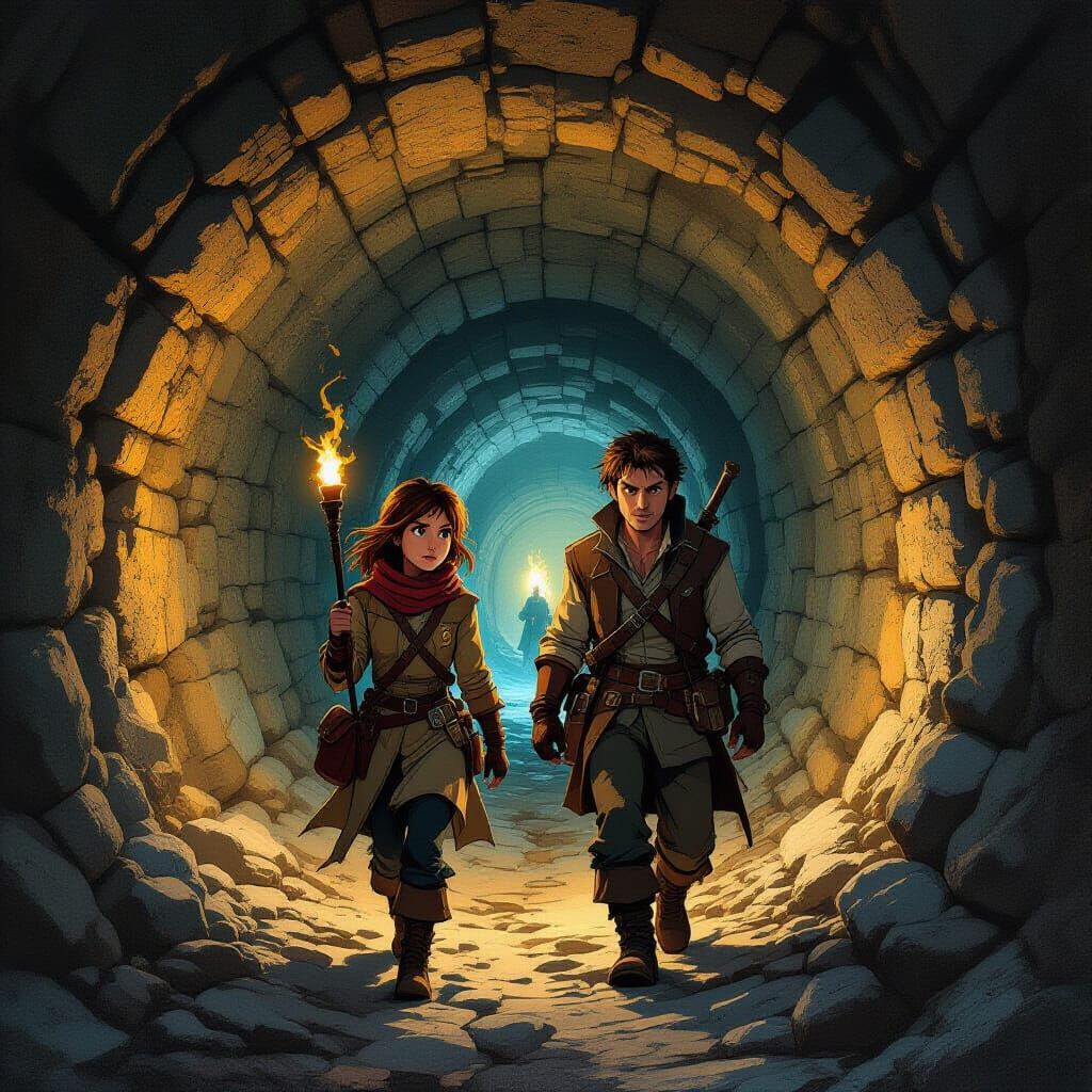 Explorers in Catacombs: Gritty Textures and Mystical Atmosph...