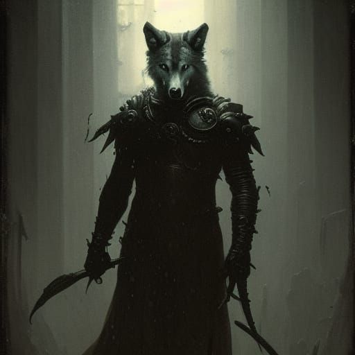 Armored Wolf in Horror Room, Doré Style