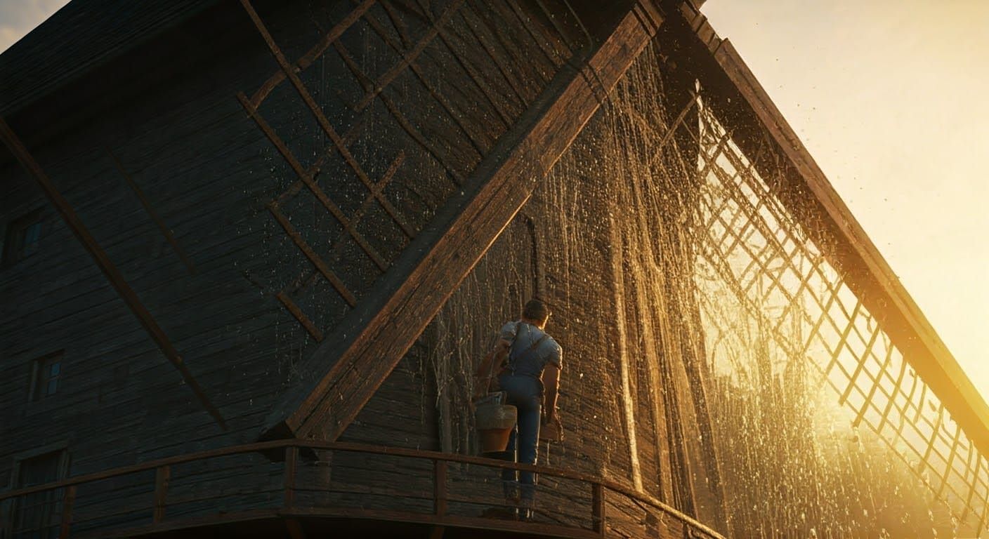 Washing an Ornate Dutch Windmill: Digital Art