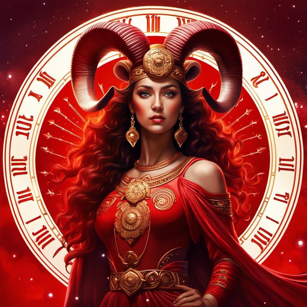 Aries as Beautiful Woman: Hyperrealistic Illustration