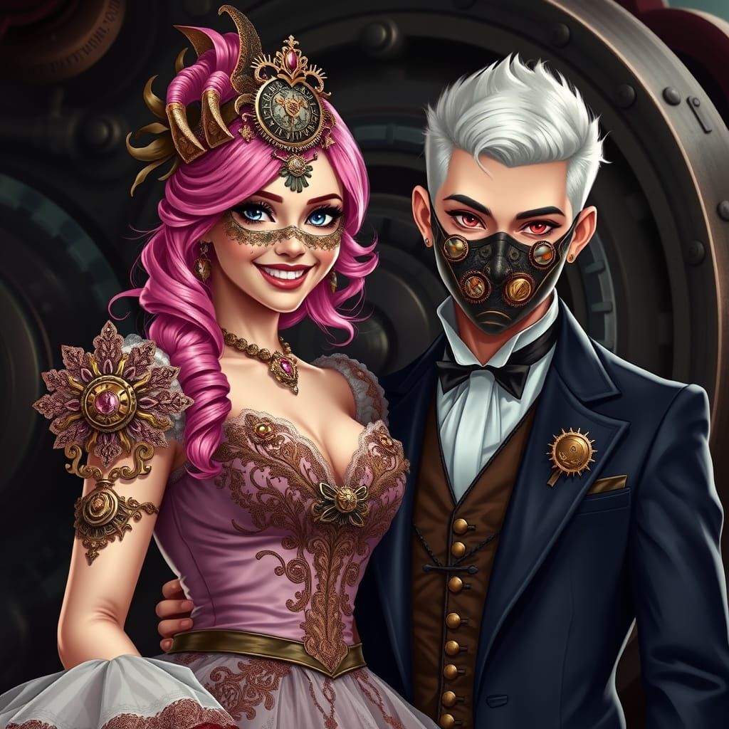 Steampunk Masquerade Ball with Ornate Costumes