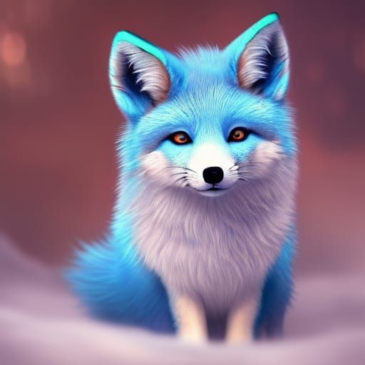 Adorable Blue Fox Portrait in Detailed Digital Art
