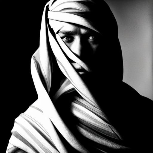 Hyperrealistic Mummy Portrait in Black and White