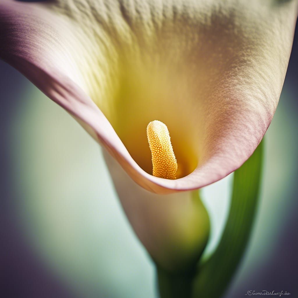Macro Calla Lily in Watercolor Style