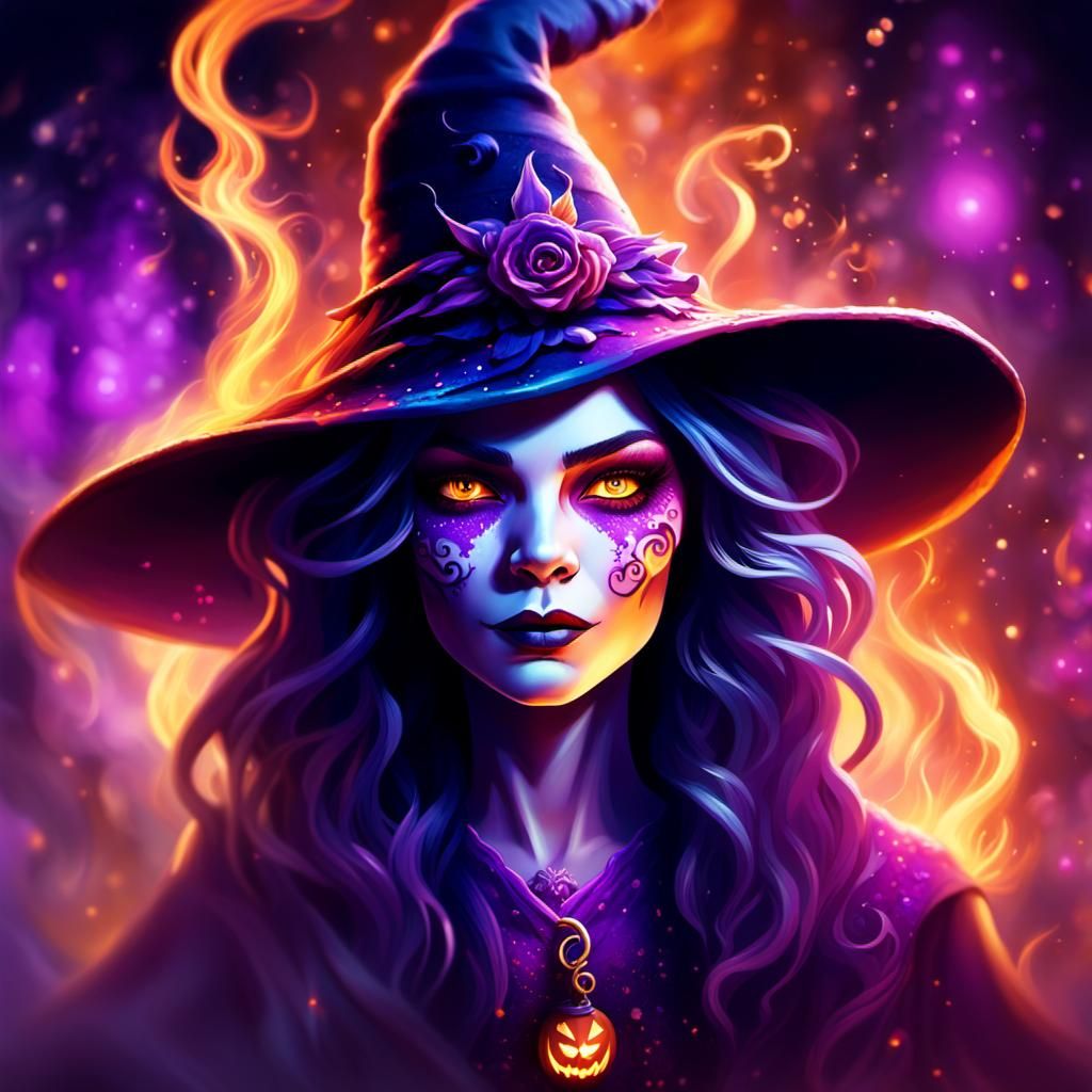 Witch Miss Incense Close-Up: Halloween Fantasy Art