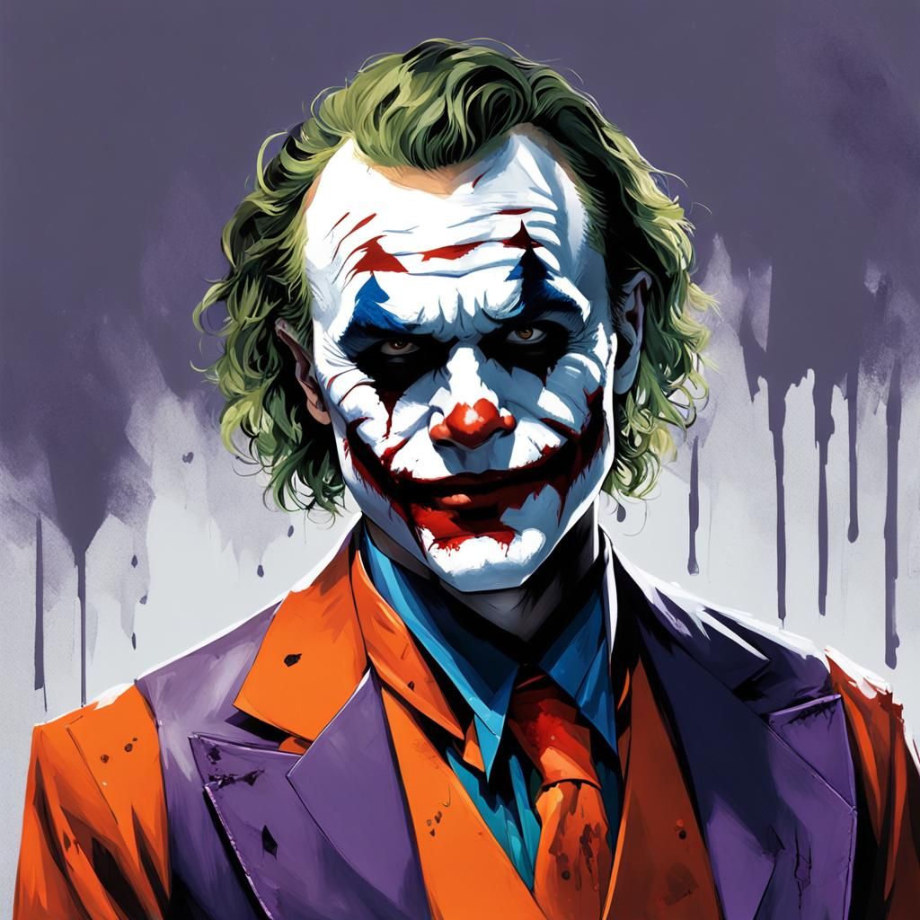 Hyperrealistic Joker Portrait in Triadic Colors