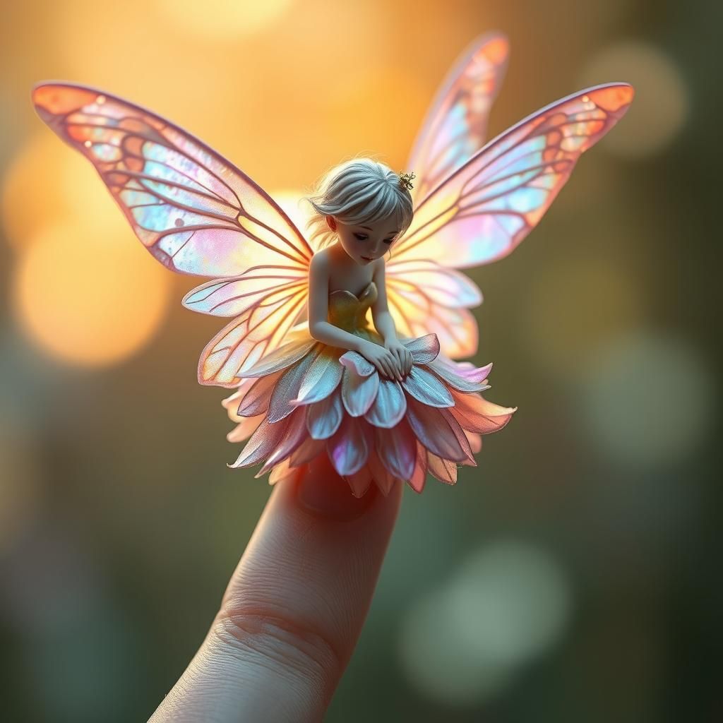 Ethereal Fairy on a Finger, Fantasy Art