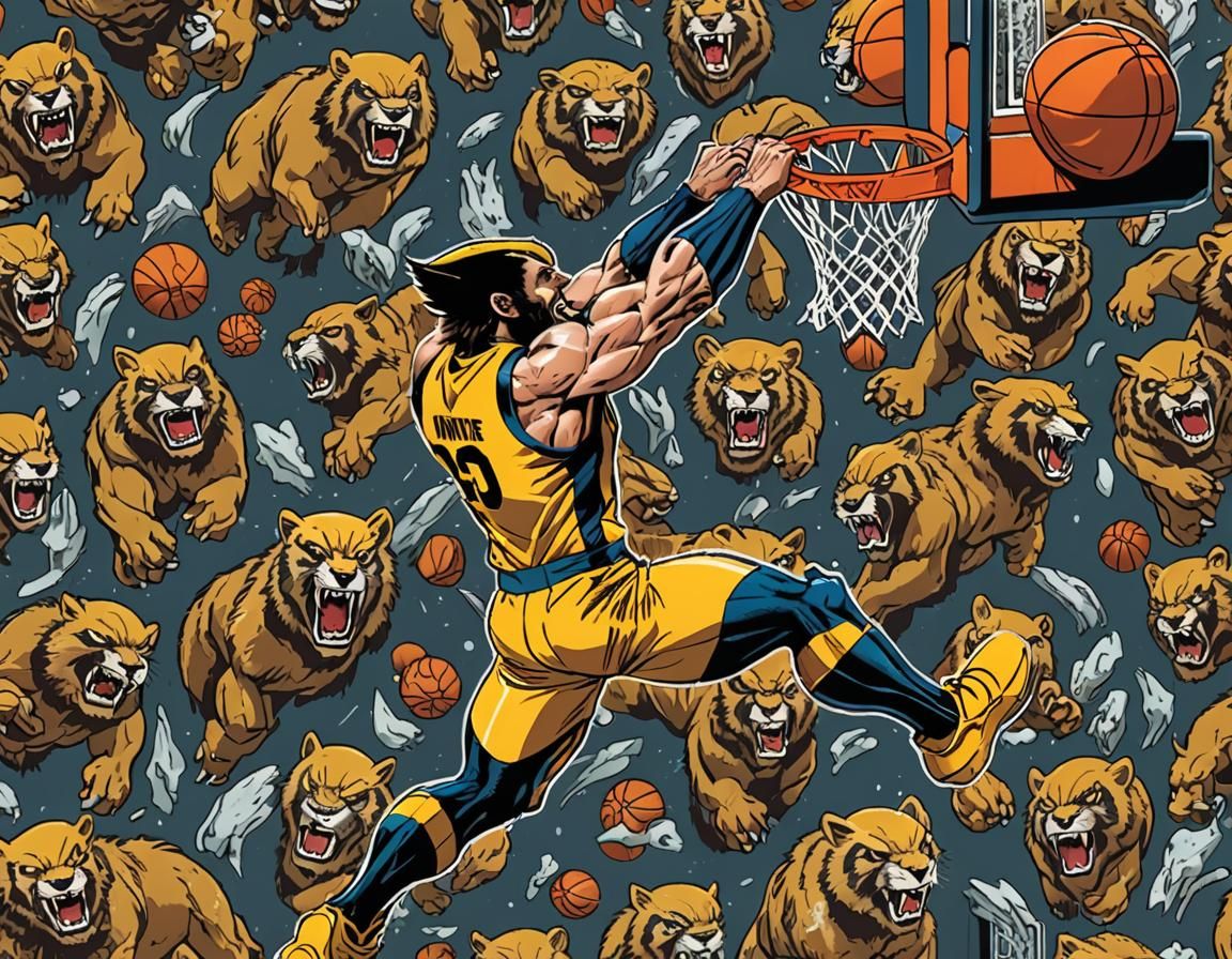 Wolverine Dunks on Sabertooth in Basketball Game