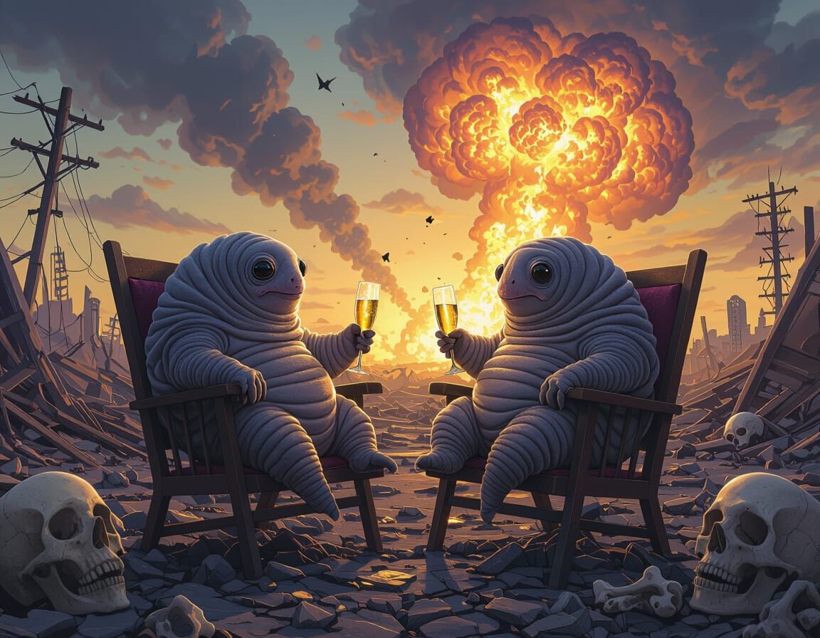 Tardigrades Celebrate Life Amidst Post-Apocalyptic Ruin