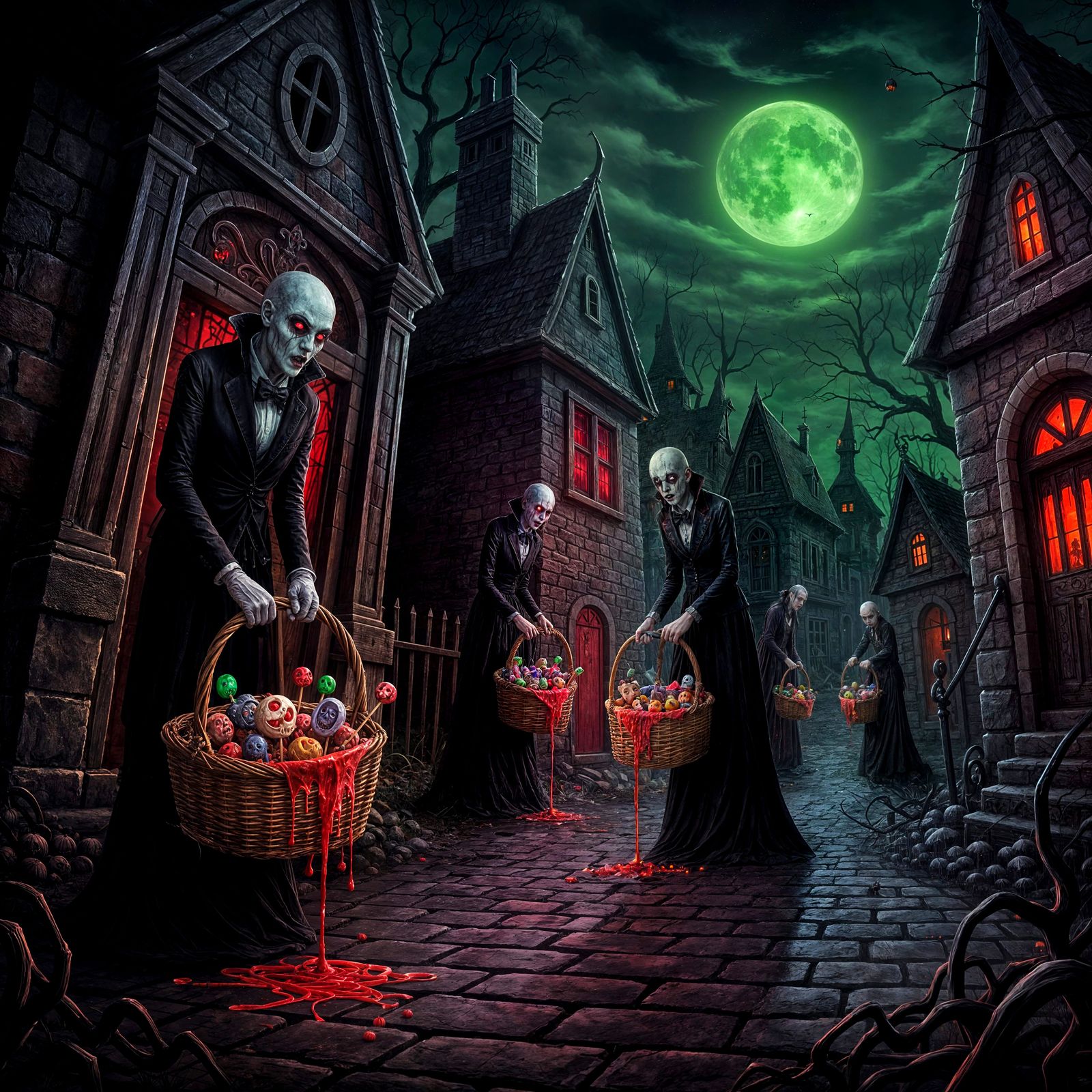 Vampires Trick-or-Treating in Haunted Village