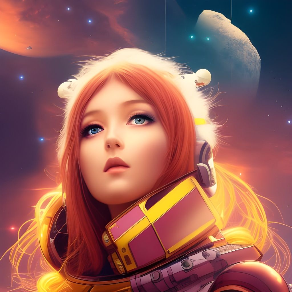 Anime Girl Astronaut on Mars in Digital Art