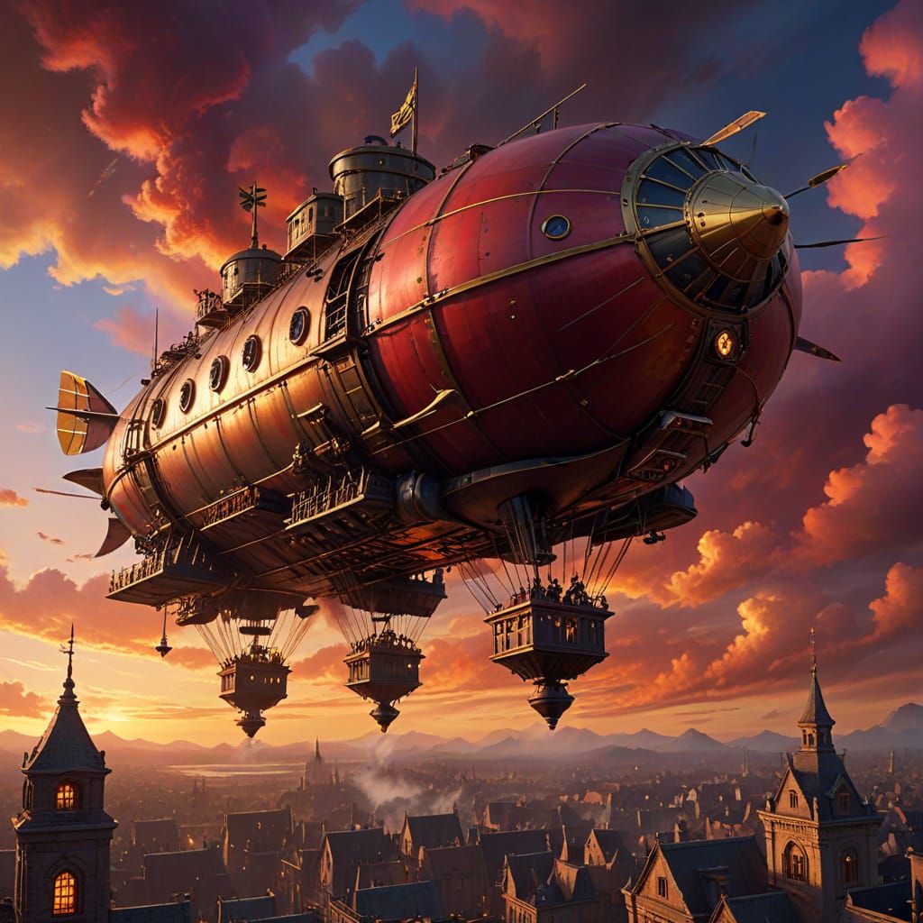 A steampunk airship