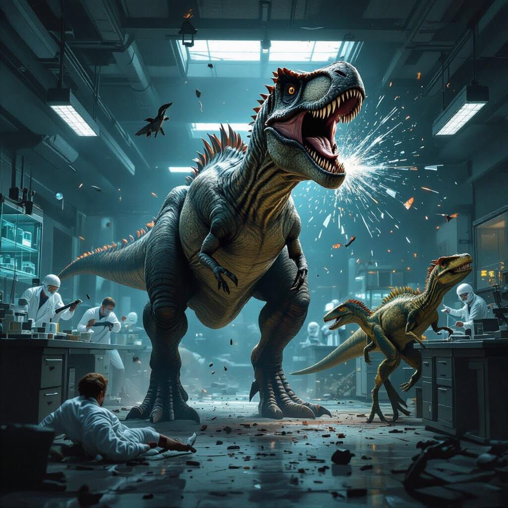 Dinosaur Rampage in Lab: Allosaurus Attacks