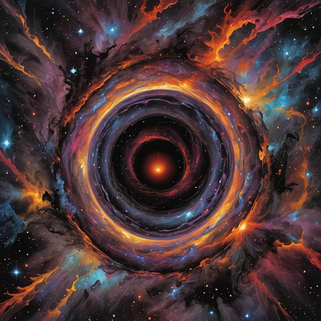 Radiant Black Hole Mirage in Geometric Abstract Style