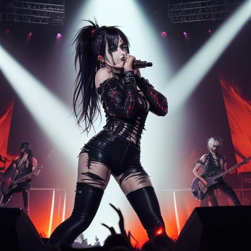 Anime Hard Rock Band Concert at Night