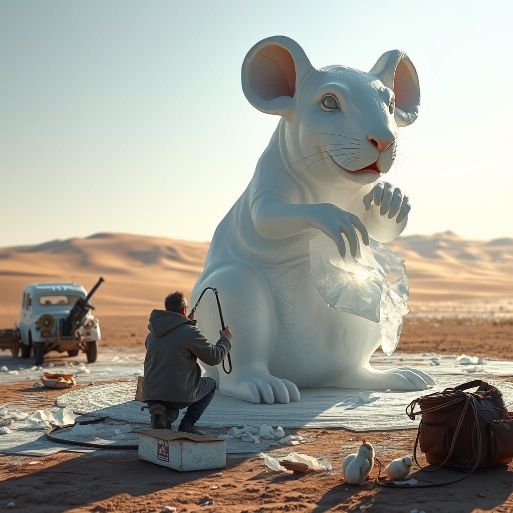 Hyperrealistic Mouse Sculptor Creates Ice Statue