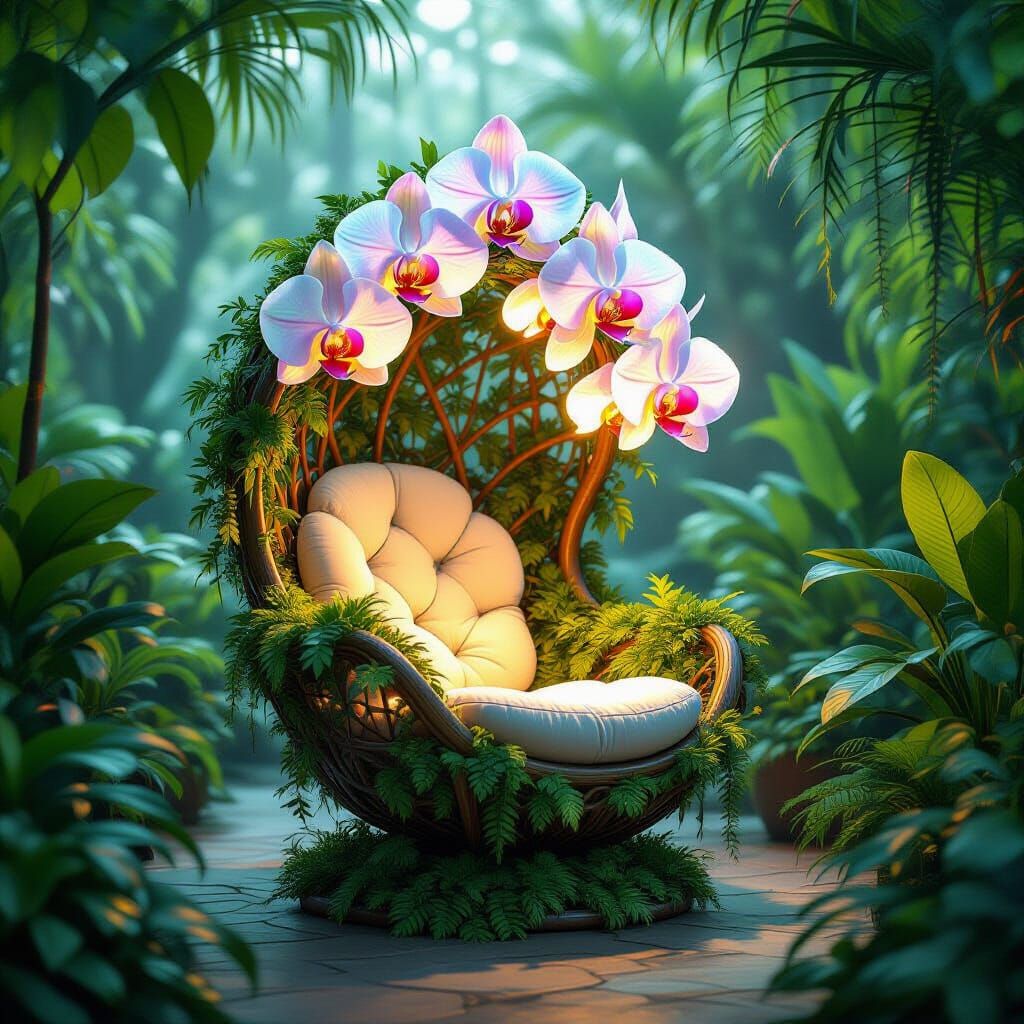 Symbiont Chair with Bioluminescent Orchid