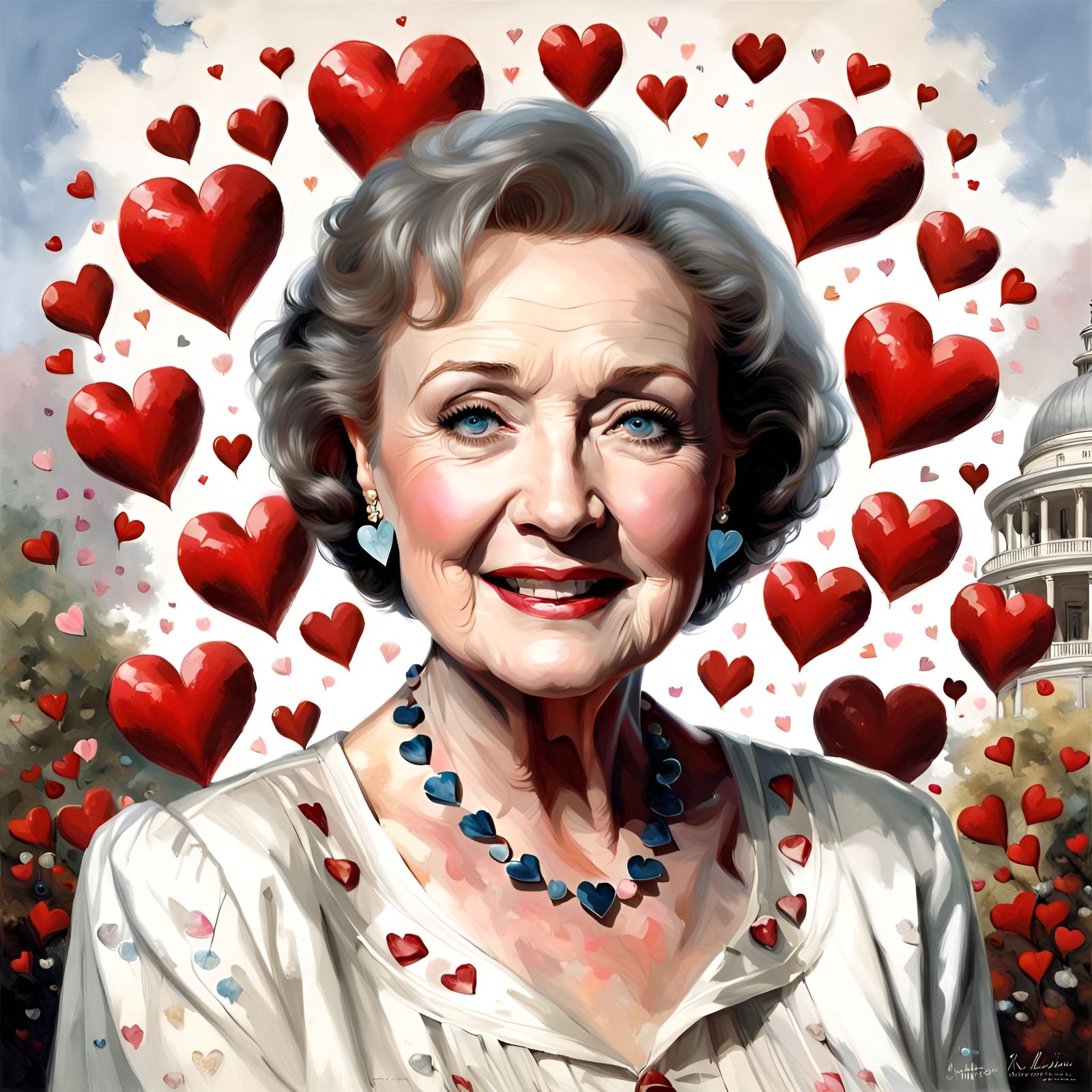 Radiant Portrait of Betty White in Digital Art Style