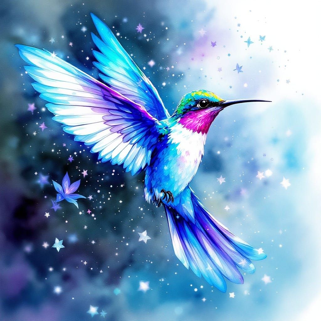 Enchanted Hummingbird in Ethereal Hues