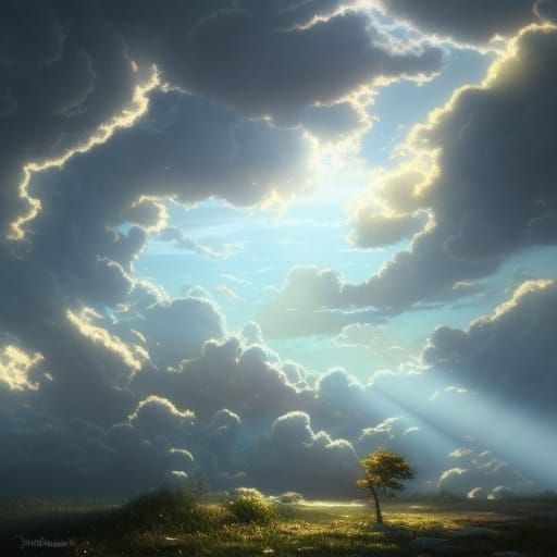 Epic Sunset Clouds with God Rays