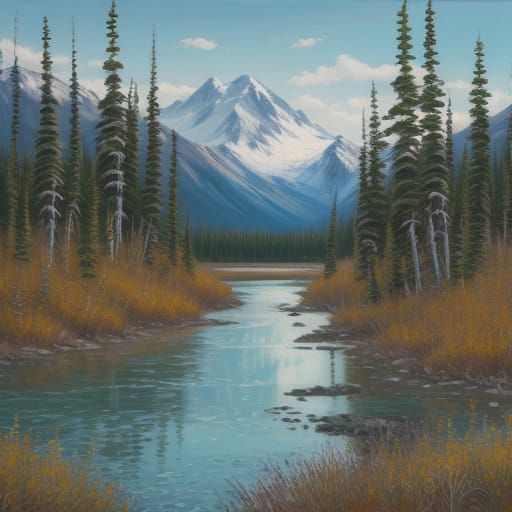 Alaskan wilderness landscape, oil on linen, Kylie Manning impressionism