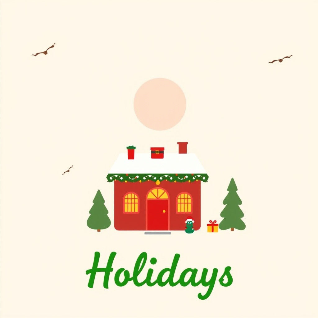 Retro Holiday Postcard in Studio Ghibli Style