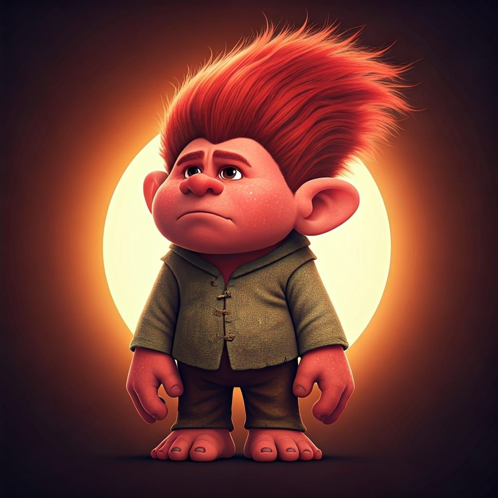 Cynical Red Troll in 3D Animated Style