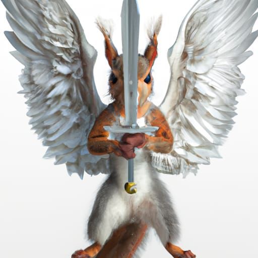 a squirrel holding a sword