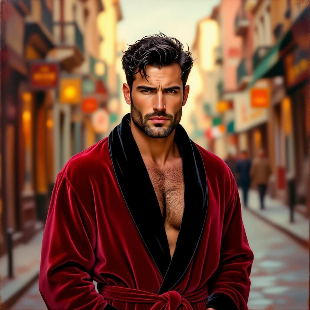 Miserable Man in Velvet Bathrobe: Impressionist Portrait