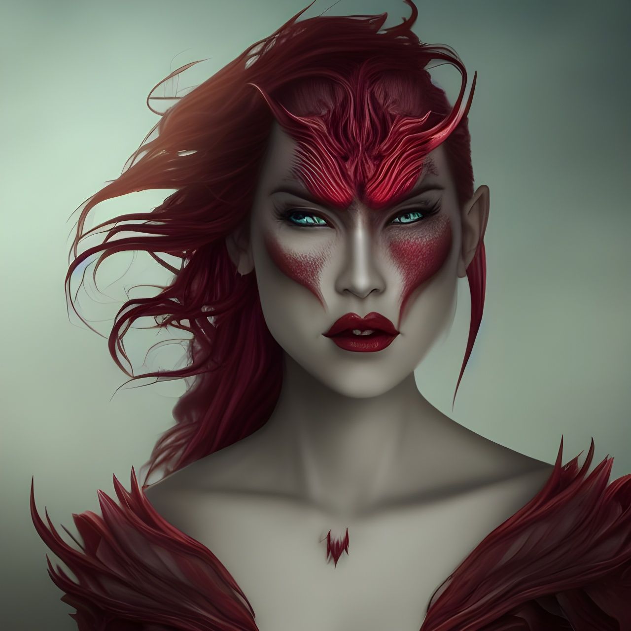 Half-Dragon Woman's Face in Detailed 4K Fantasy