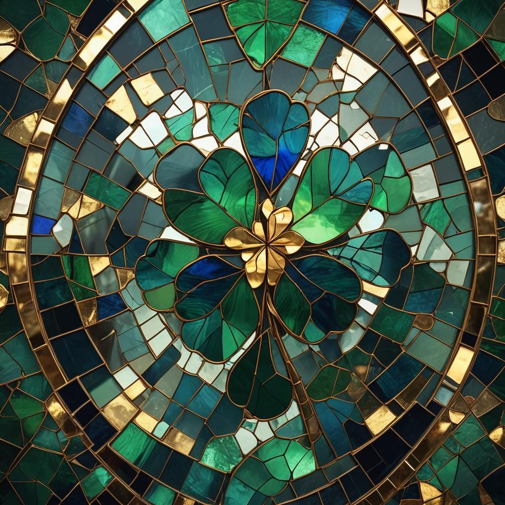 Broken Clover Mirror in Stained Glass Style