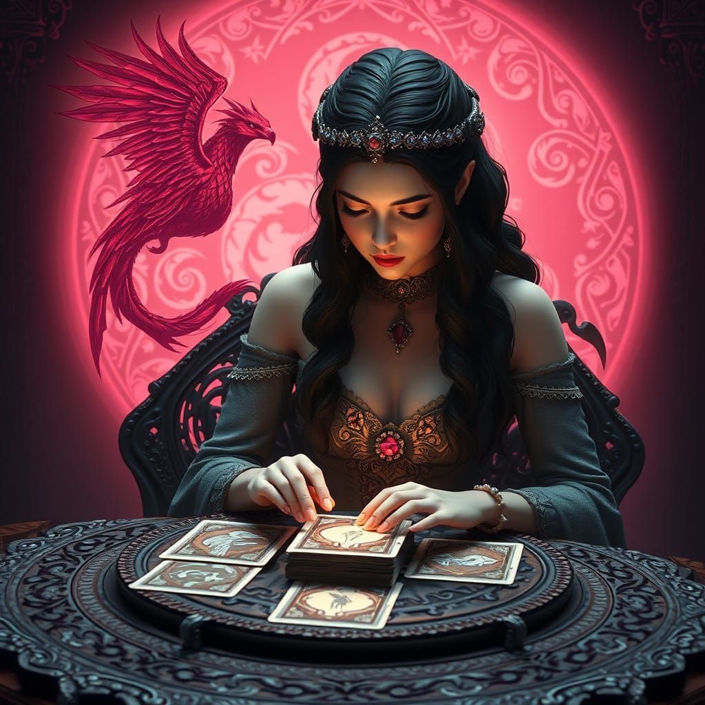 Khaleesi Reads Tarot with Phoenix, Anime Style