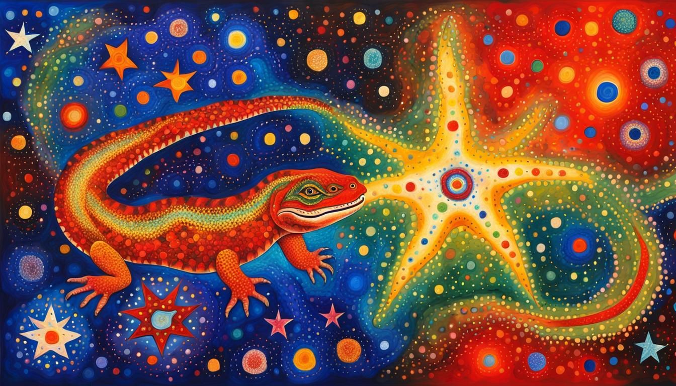 Aboriginal Star Nursery with Goanna in Dreamtime Art