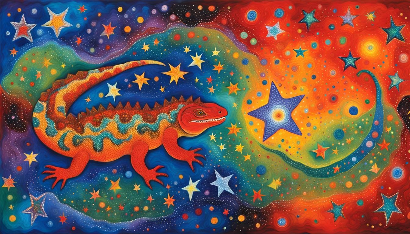 Dreamtime Goanna in Star Nursery Songlines