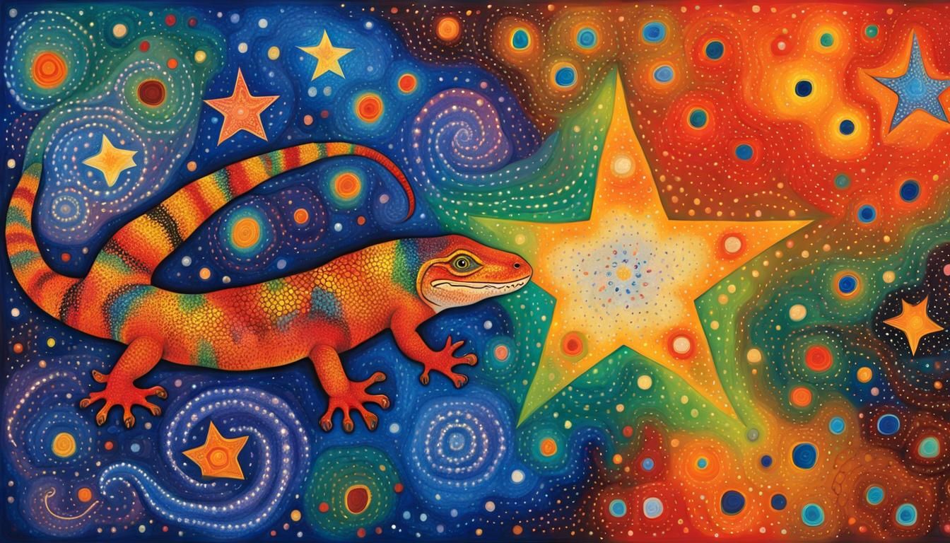 Aboriginal Star Nursery with Goanna in Dreamtime Art