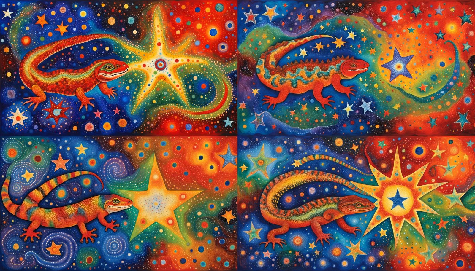 Goanna in Star Nursery Songlines: Aboriginal Dreamtime Art