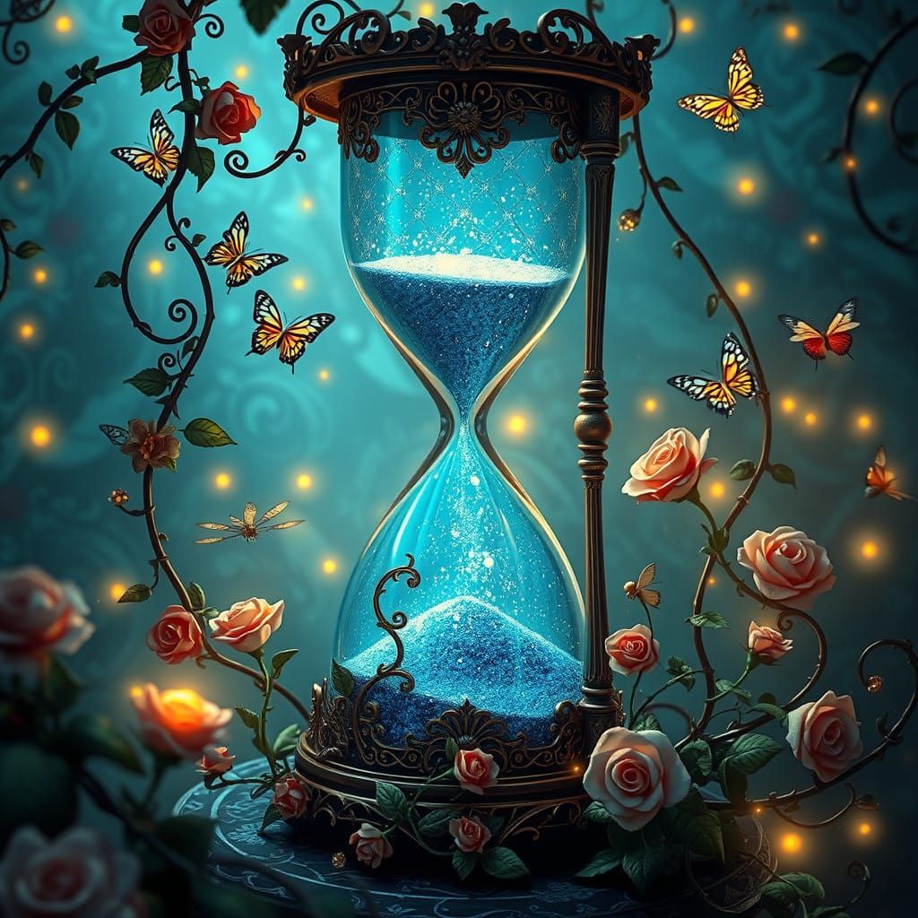 Ethereal Hourglass Radiates Soft, Whimsical Glow in Enchante...