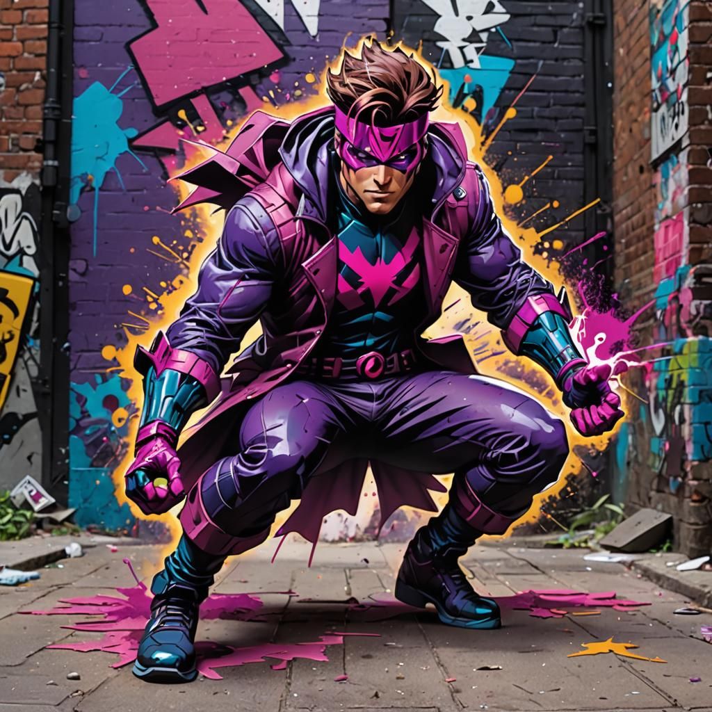 Superhero Street Art in Urban Alleyway