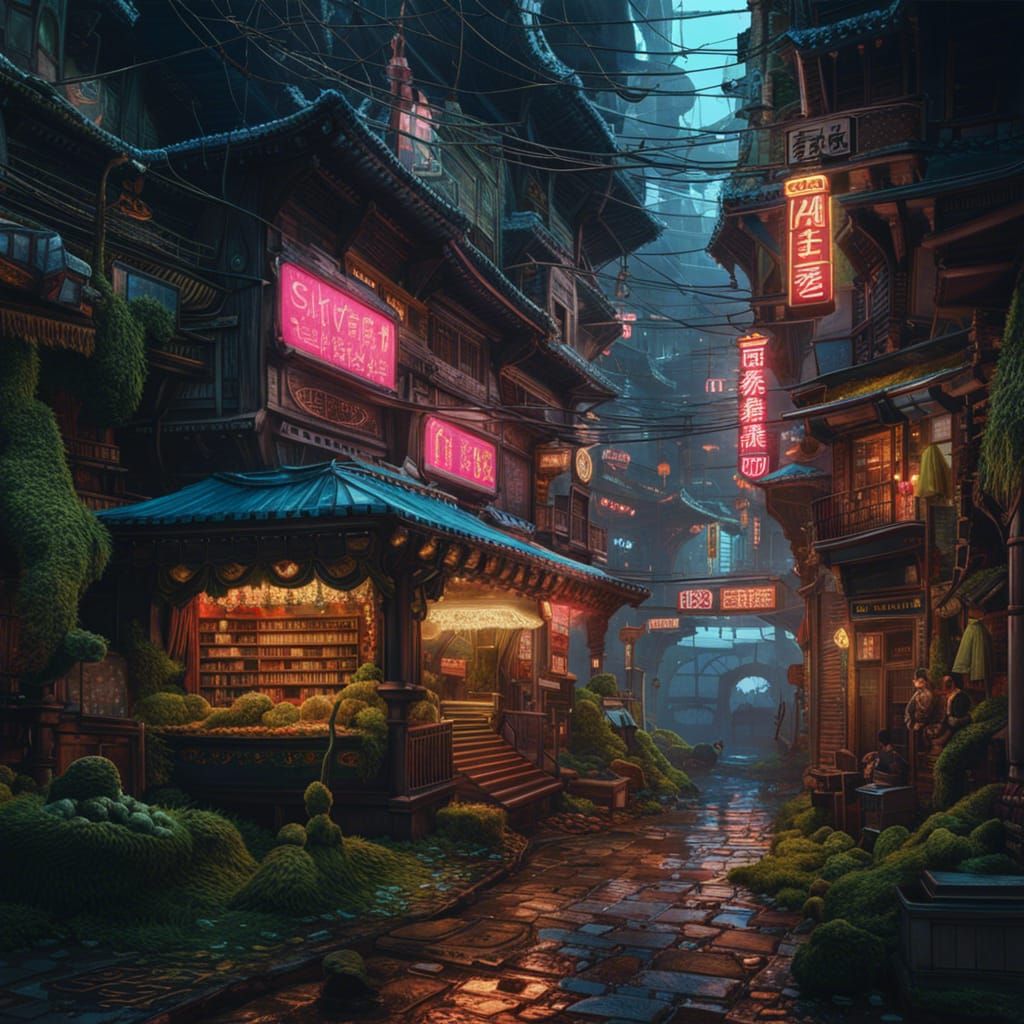 Cyberpunk Pathway in Rococo Damascus City