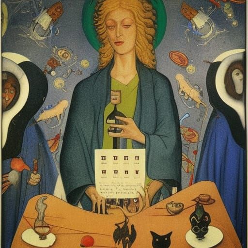 Vampire Lord with Cats in Quantum Deep Space