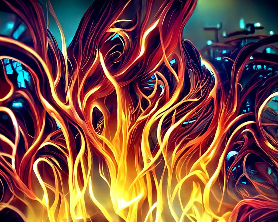 Wall of Fire Digital Artwork in Ultra Detail