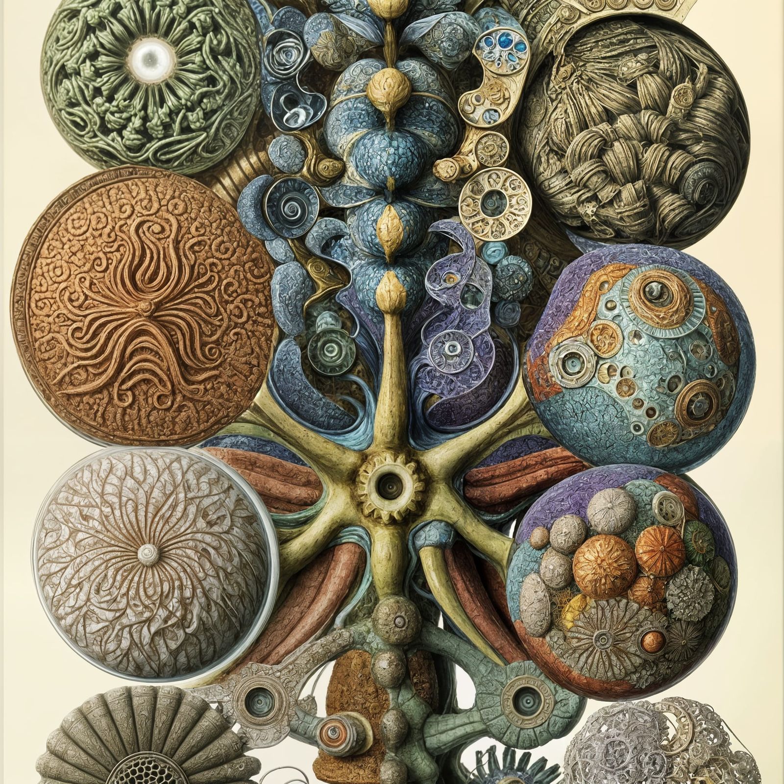 Intricate 3D Rendering Inspired by Ernst Haeckel