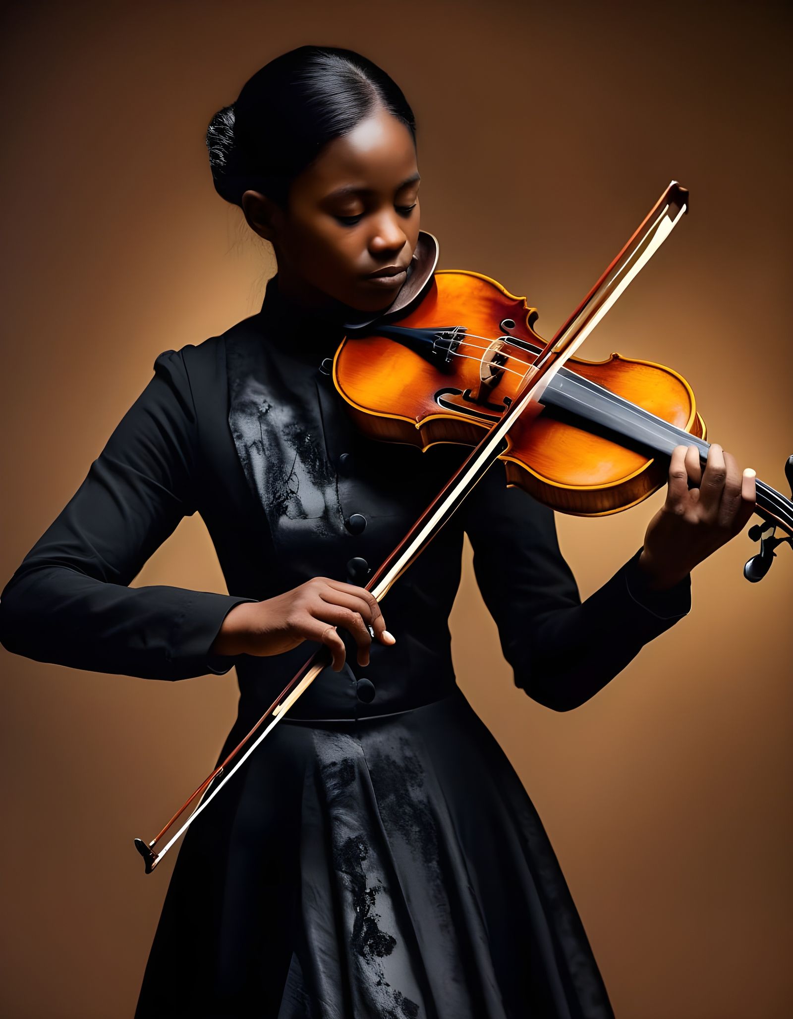 Ebony Violin Encaustic Art