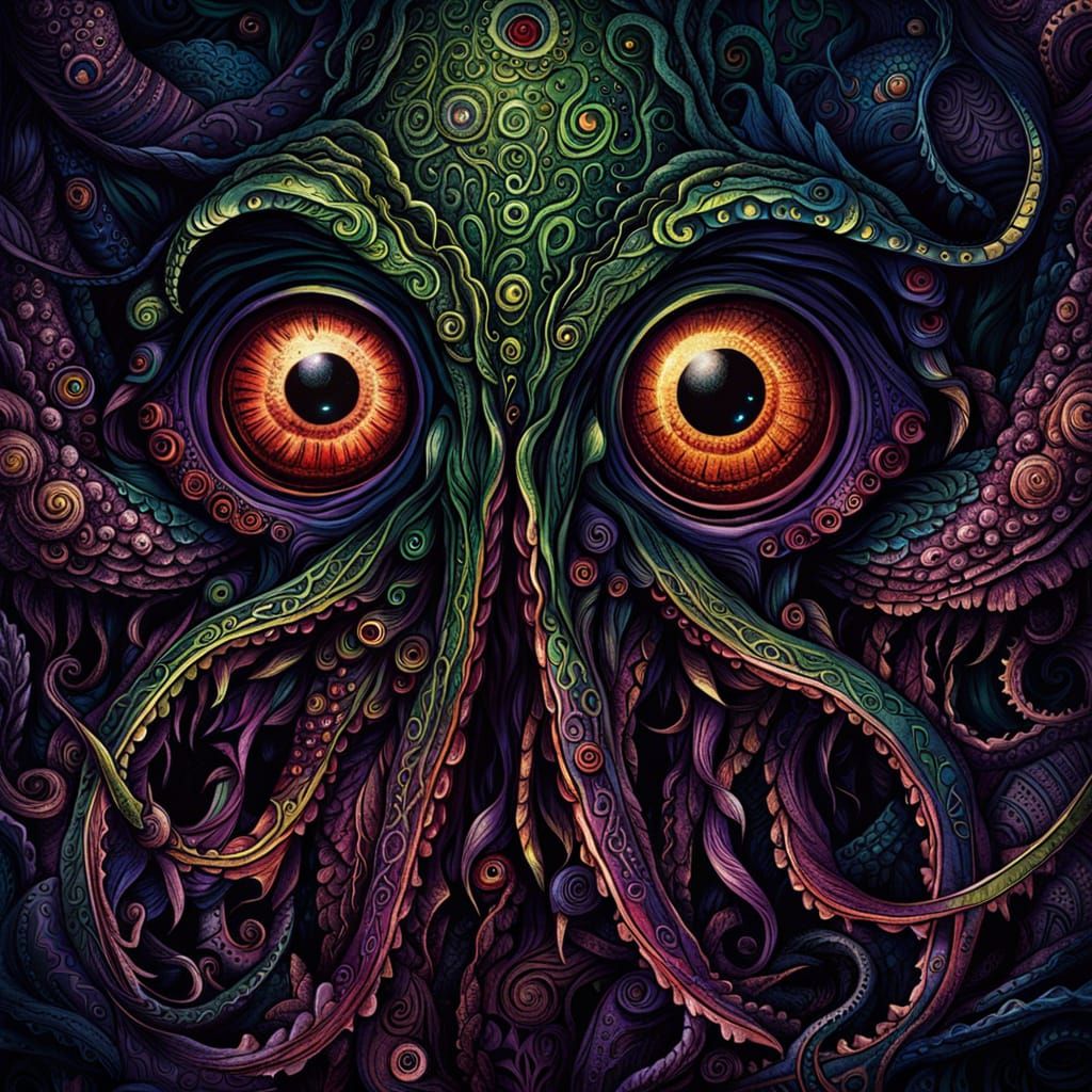 Abstracted Lovecraftian Horror Entity in Anime Style