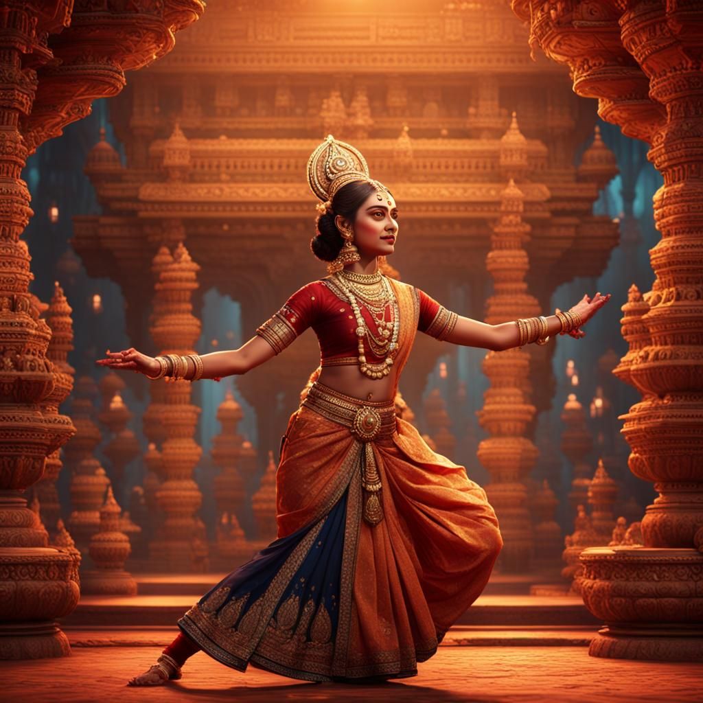 Bharatanatyam Folk Dance: Detailed Matte Painting