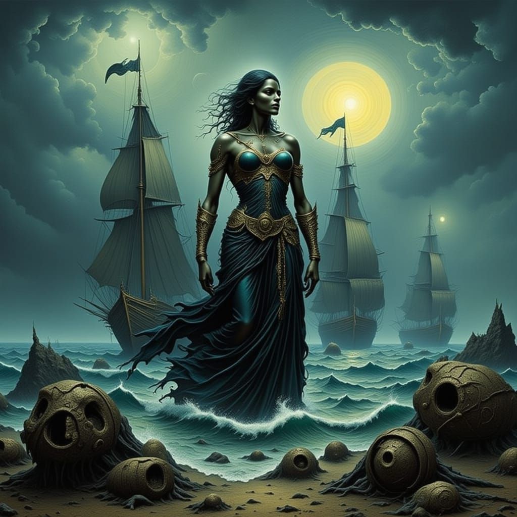 Dystopian Ship on a Cruel Sea, Surreal Art