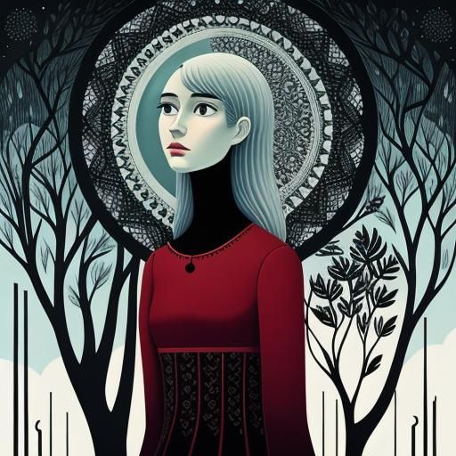Melancholic Girl in Surreal Intricate Style