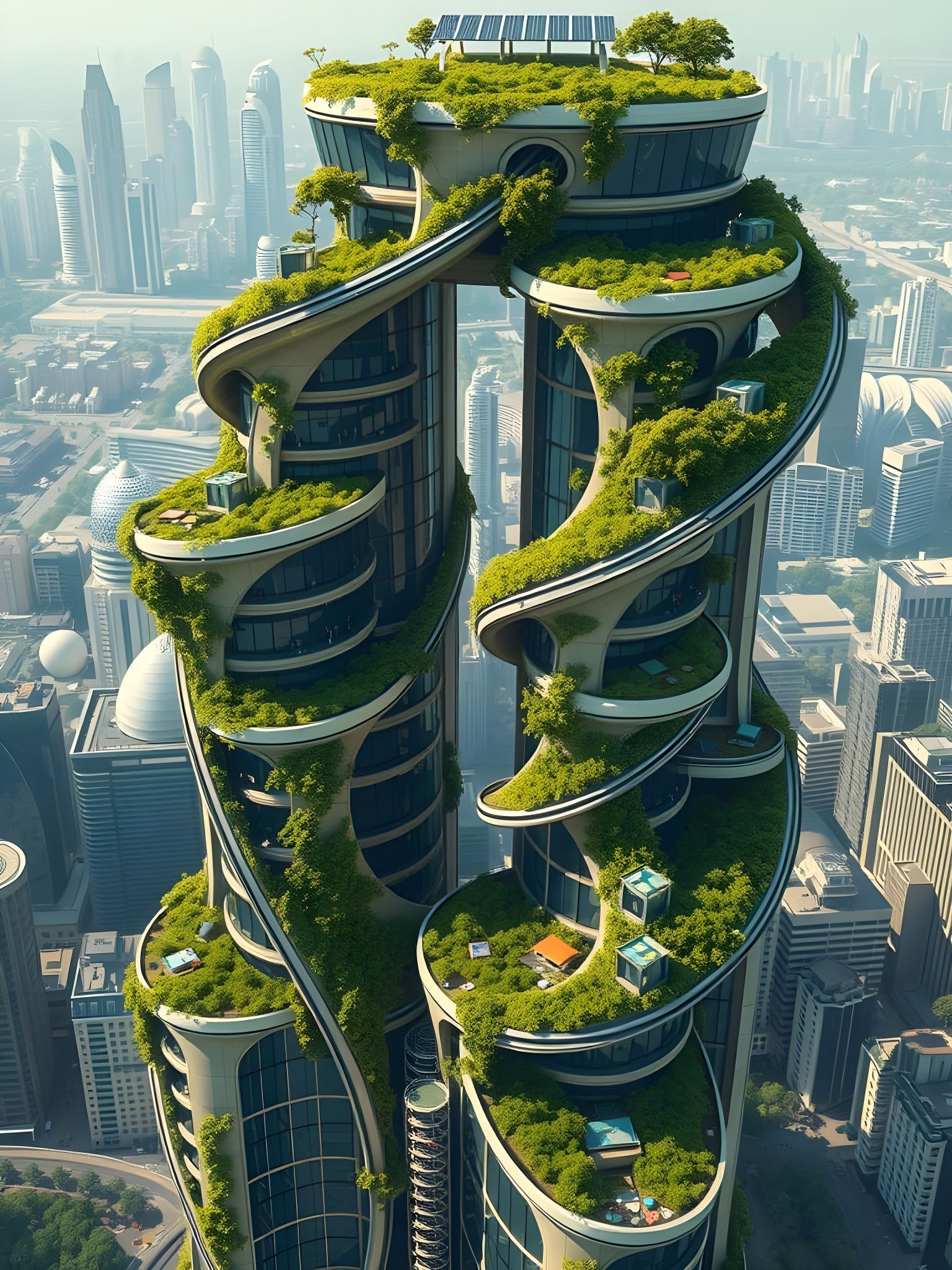 Solarpunk Skyscraper Evolves from DNA Helix