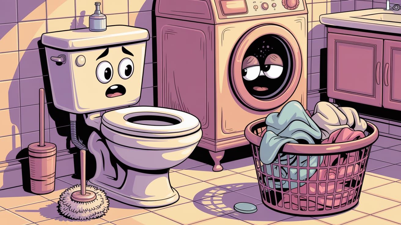 Whimsical Bathroom Scene with Expressive Objects in Pixar St...